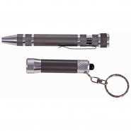 Zestaw w pude�ku: �rubokr�t z 8 wymiennymi ko�c�wkami i latarka kieszonkowa 3 LED, brelok (V5091-19)