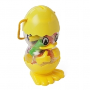 Zestaw do zabawy, modelina (12 szt.), etui w kszta�cie kurczaka z r�czk� do noszenia, wa�ek, oraz foremki w kszta�cie banana i ananasa (V7601-08)