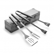Zestaw do grilla w aluminiowej skrzynce, �opatka, widelec do mi�sa oraz szczypce (V6362-32)