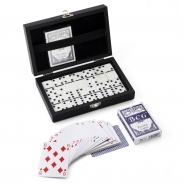 Zestaw gier w ozdobnym pude�ku, gra domino i 2 talie kart (V7616-03)